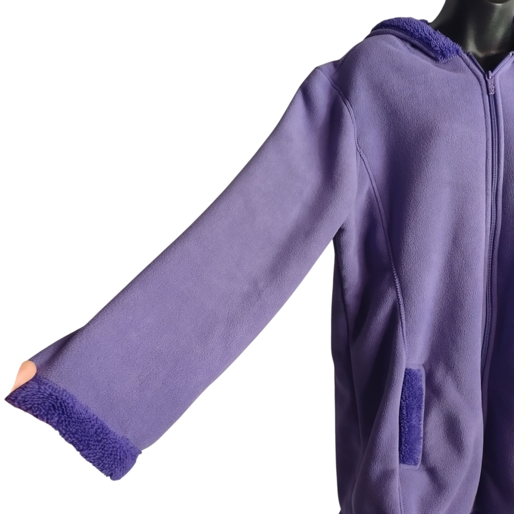Totes Women's Purple Long Sleeve  Fleece Full Zip Up Hooded Jacket Size Large - Picture 4 of 9